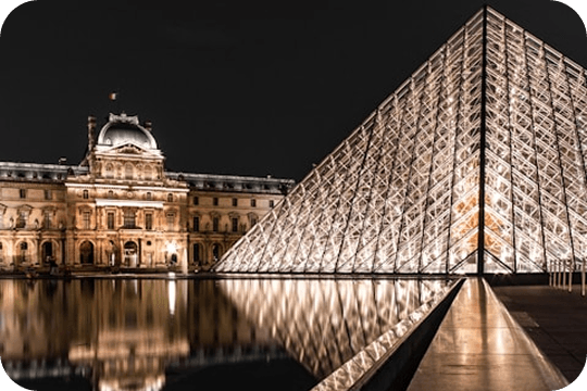 Louvre Pyramid at night