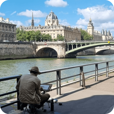 Fishing by the Seine River